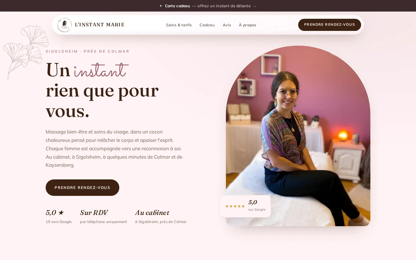 Le site de L'Instant Marie sur ordinateur