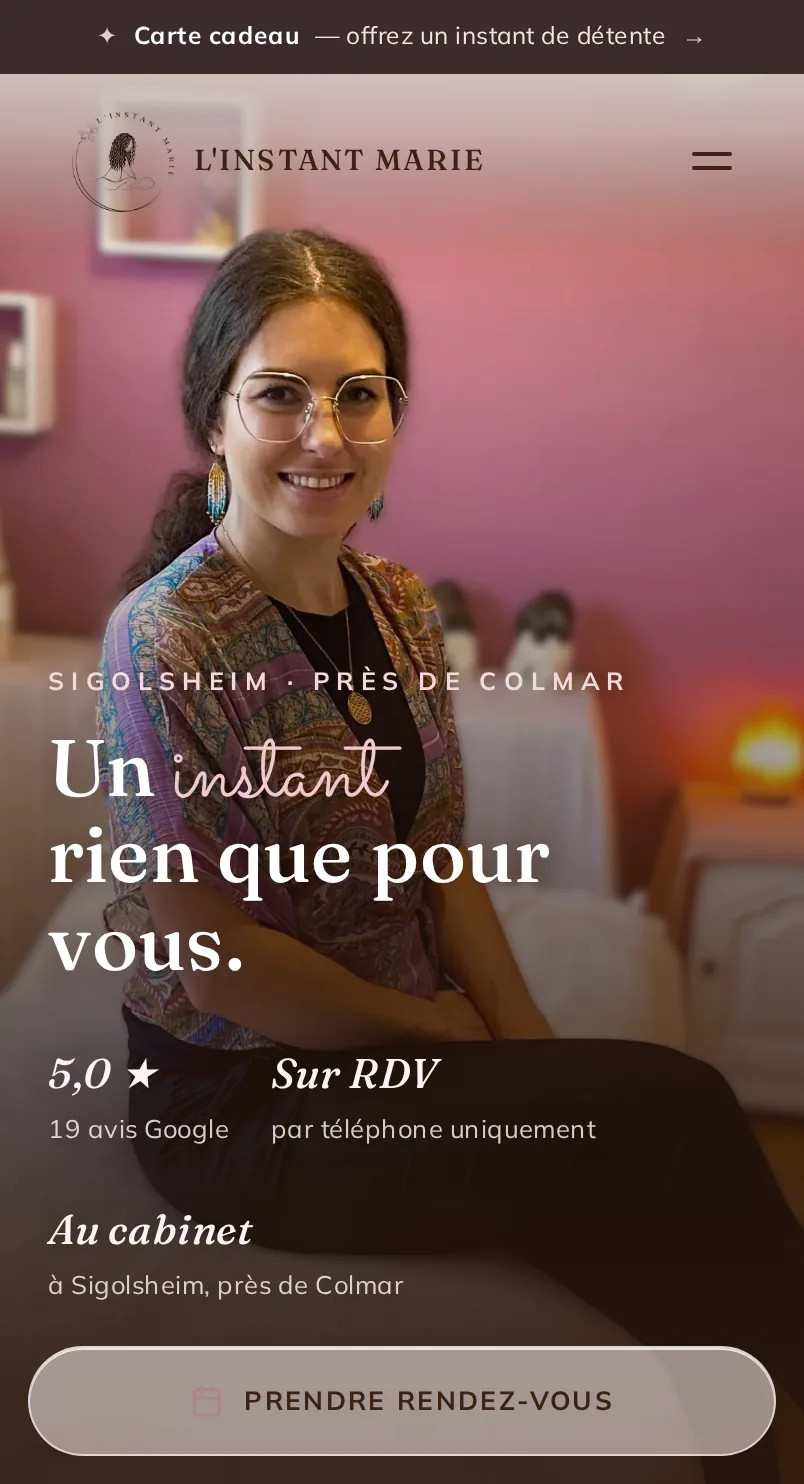 Le site de L'Instant Marie sur téléphone