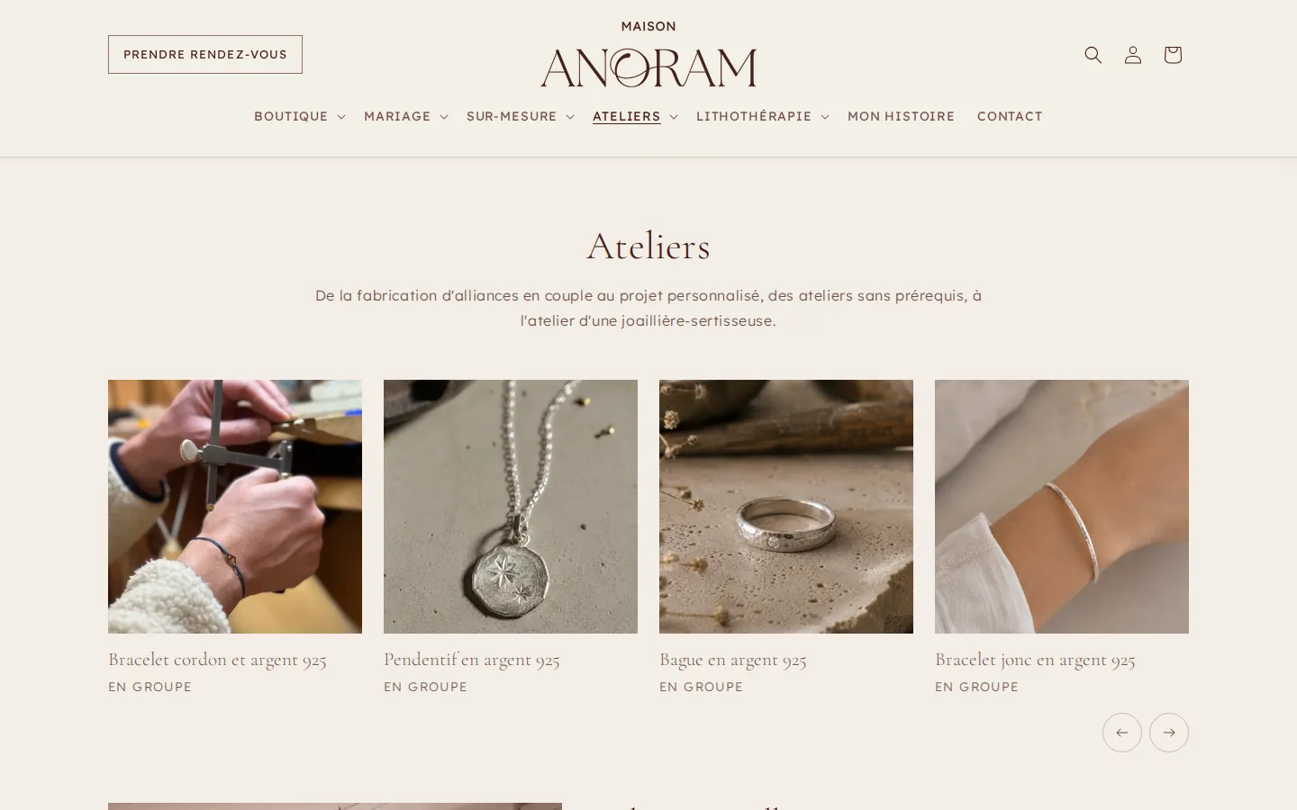 Les ateliers, réservables en ligne