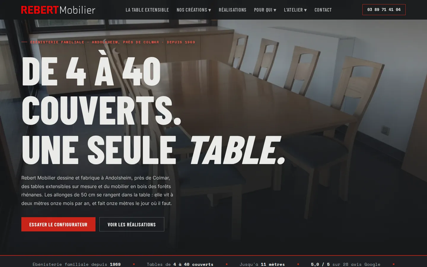 Le site de Rebert Mobilier sur ordinateur