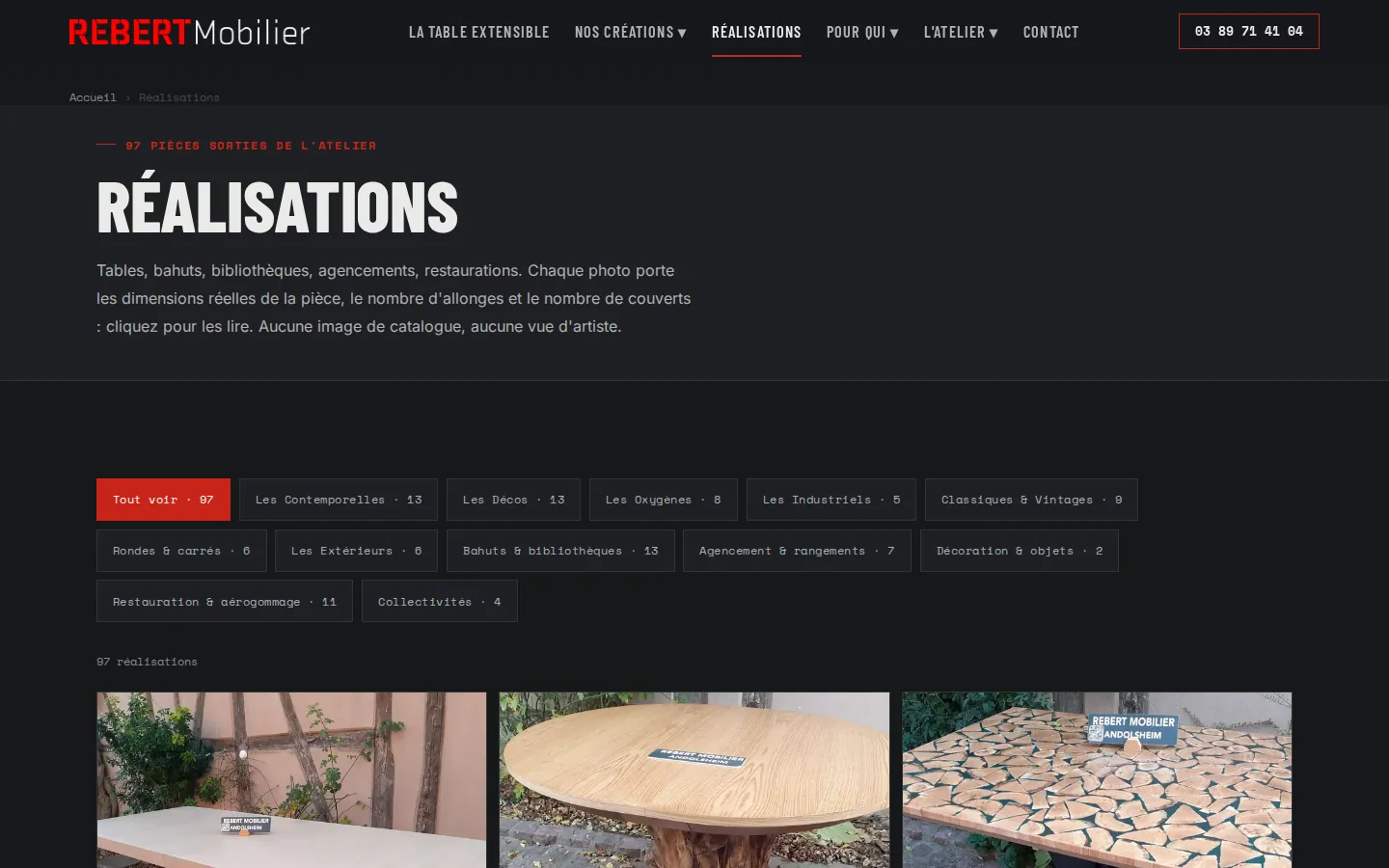 97 réalisations, triées par style