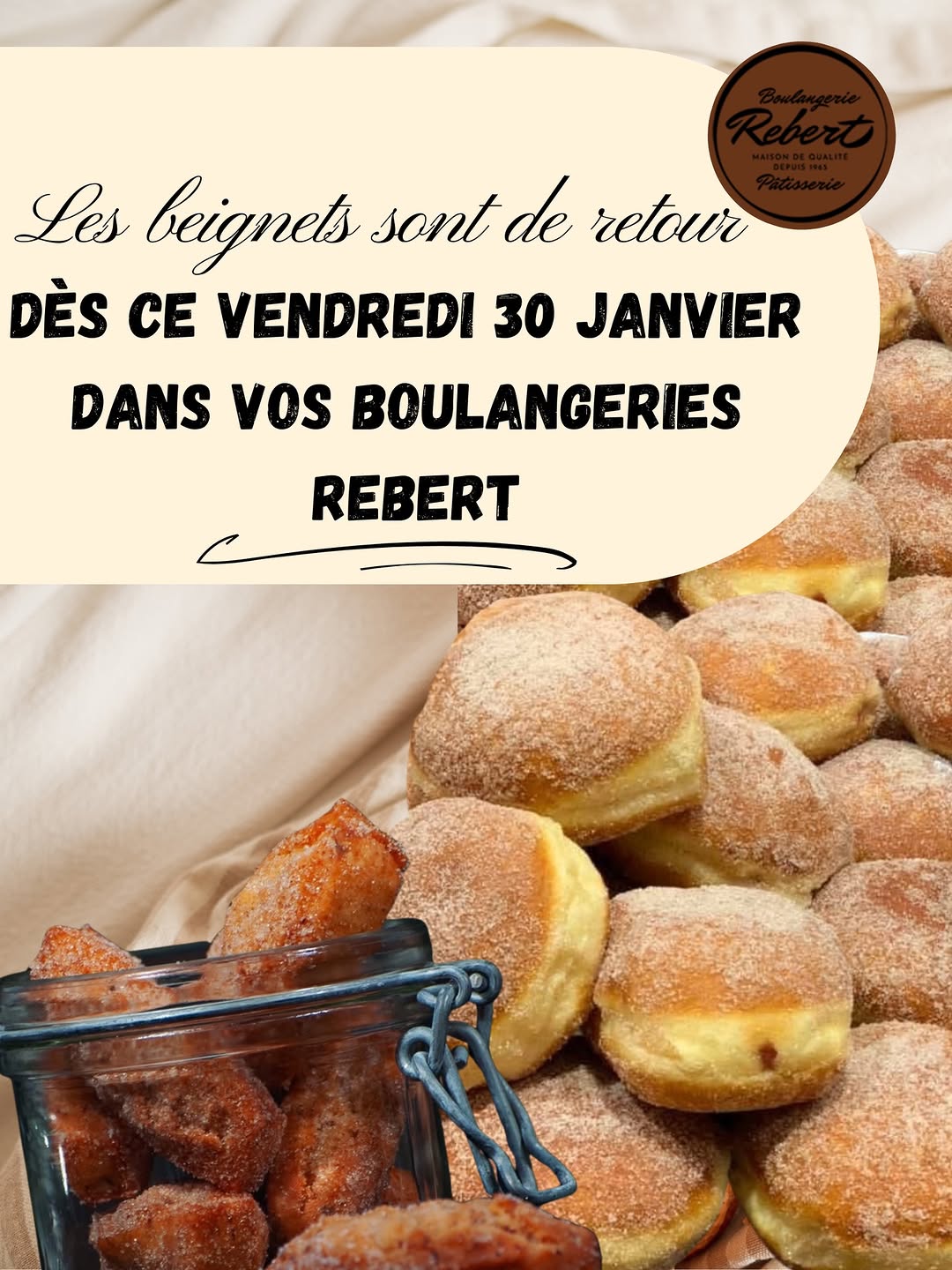 Beignets Rebert — framboise, chocolat, nature, crème pâtissière
