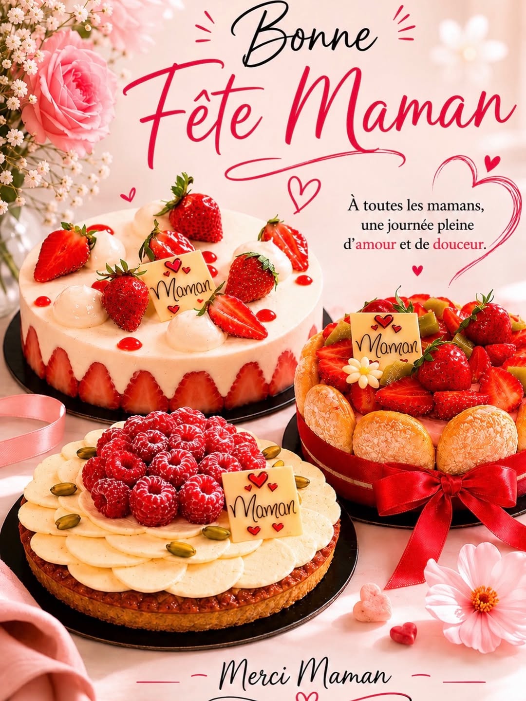 Entremets Fête des Mères 2026 — Fraisier, tarte pistache, charlotte fraises rhubarbe