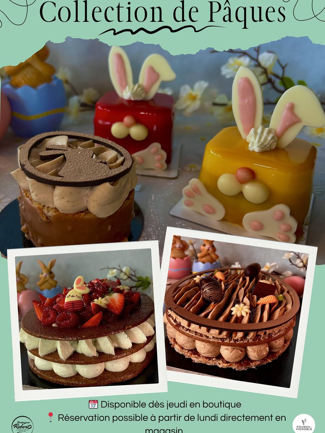 Collection de Pâques — œufs aux fruits, œufs gourmands, lapinous rose et jaune