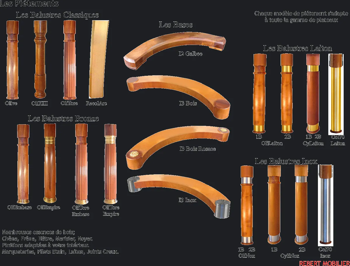 Le nuancier des piétements. Le nuancier des piétements, planche de l'atelier Rebert Mobilier.