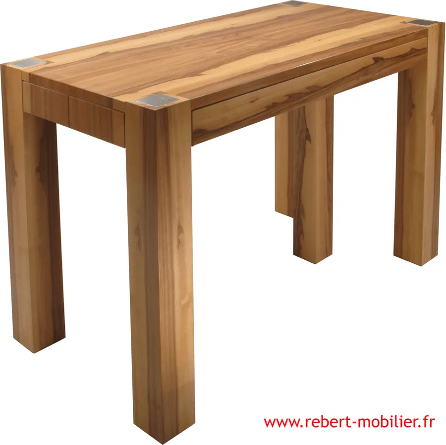 Console copalme, 2,50 m ouverte. Console 50 × 100 cm extensible avec quatre rallonges de 50 cm : une table de 2,50 m pour dix personnes à soixa