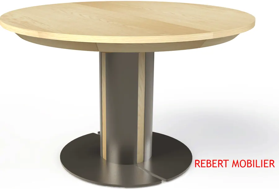 Ronde Ø 120 cm en chêne clair. Table ronde Déco en chêne clair, diamètre 120 cm, fermée.