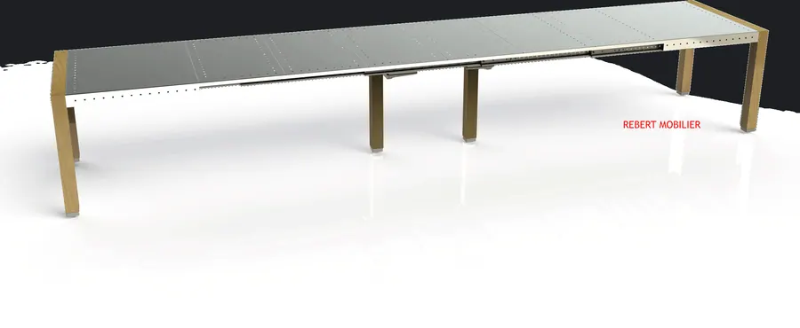 Loft inox 160 × 90 cm. Table d'extérieur en inox, 160 × 90 cm, allonges ouvertes.