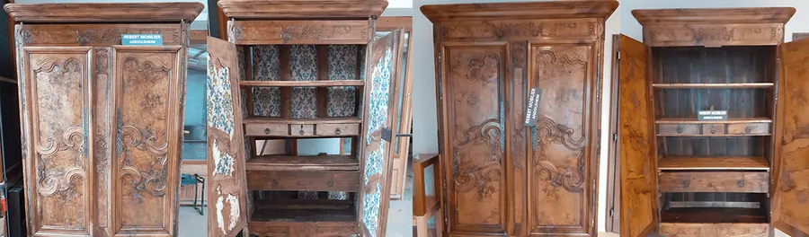 Une armoire de 1851. Restauration d'une armoire de 1851.